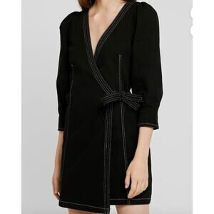 Monki Black Denim Wrap Dress size 4 small